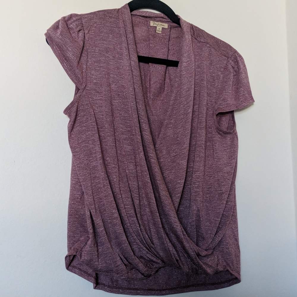 Spring swoop V neck blouse
